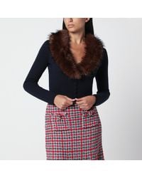 Self-Portrait - Knitted Cardigan With Faux Fur - Lyst