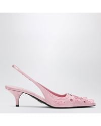 Prada - Embroidered Satin Slingback Pumps - Lyst