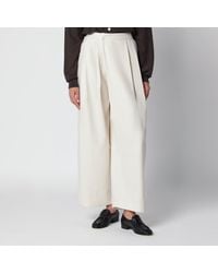 Source Unknown - Leiko Ivory Wide-Leg Trousers - Lyst