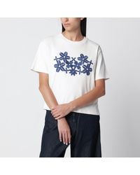 Weekend by Maxmara - Écru Cotton Jersey T-Shirt With Embroidery - Lyst