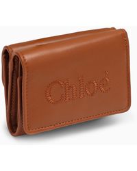 Chloé Sense Trifold Wallet Small Brown | Lyst