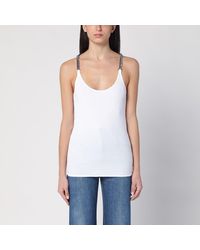 Stella McCartney - Weißes Tank-Top Mit Trägern Mit Kette - Lyst