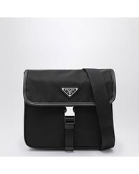 Prada - Schultertasche Aus Re-Nylon Und Schwarzem Saffiano - Lyst
