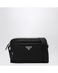 Prada - Borsa a tracolla piccola nera in re-nylon e saffiano - Lyst
