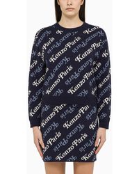 KENZO - Midnight Blue Cotton And Wool Sweater - Lyst
