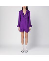 Valentino - Purple Wool And Silk Mini Dress - Lyst