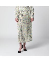 Valentino - Multicolored Pleated Silk Midi Skirt - Lyst