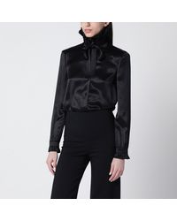 Gucci - Silk Satin Shirt With A Knotted Bow - Lyst