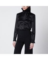 Gucci - Silk Satin Shirt With A Knotted Bow - Lyst