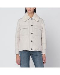 Brunello Cucinelli - Light Jacket With Fur Collar - Lyst