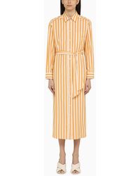 Weekend by Maxmara - Abito chemisier bianco a righe in cotone - Lyst