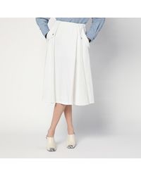 Bottega Veneta - Ivory Pleated Midi Skirt - Lyst