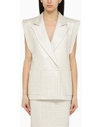 FEDERICA TOSI - Silver Double-breasted Cotton-blend Waistcoat - Lyst