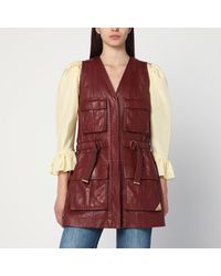Chloé - Bordeauxrote Weste Aus Leder - Lyst