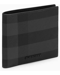 Burberry - Check Pattern Grey Portafoglio - Lyst