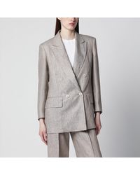 Max Mara - Olimpia Double-Breasted Chevron Linen Blazer - Lyst