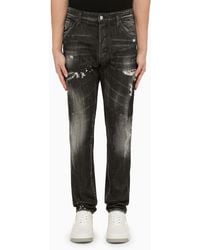 DSquared² - Black Washed Denim Regular Jeans With Wear - Lyst