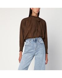 Isabel Marant - Camicia pamias con volant color kaki - Lyst