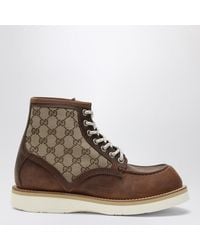 Gucci - Laced Ankle Boot With Gg Insert - Lyst