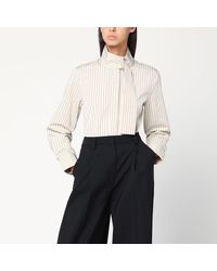 Patou - Camicia a righe con collo a sciarpa - Lyst