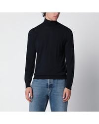 Drumohr - Pull Col Roulé Bleu Marine En Laine - Lyst