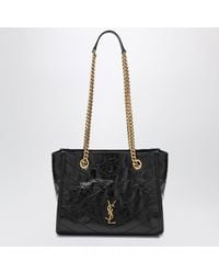 Saint Laurent - Niki Kleine Schwarze Leder-Einkaufstasche - Lyst