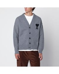 Ami Paris - Ami De Coeur Merino Wool Cardigan - Lyst