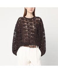 Brunello Cucinelli - Perforated Sweater With Micro Sequins - Lyst