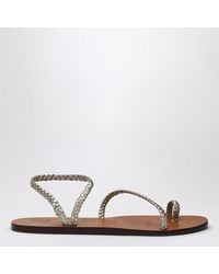 Manebí - Platinum Leather Thong Sandals With Ring - Lyst