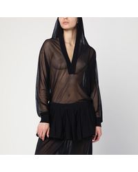 Alaïa - Schwarzer Kapuzen-Body Aus Feinem Strick - Lyst
