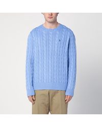 Polo Ralph Lauren - Maglione azzurro in cotone a trecce - Lyst