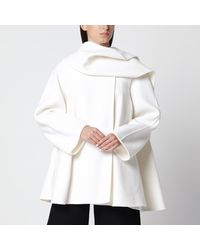 Alaïa - Cream Wool Coat With Scarf - Lyst