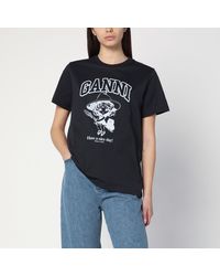 Ganni - T-Shirt With Logo Print - Lyst