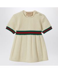 Gucci - Wool Dress With Web Ribbon Detail - Lyst