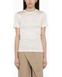 Loewe - T-shirt con nodo bianca in misto seta - Lyst