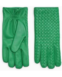 Bottega Veneta Woven Leather Gloves - Green