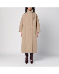 Dries Van Noten - Cappotto oversize beige in cotone - Lyst