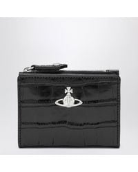 Vivienne Westwood - Slim Flap Crocodile-Embossed Leather Card Holder - Lyst