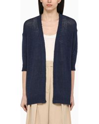 Roberto Collina - Navy Cardigan In Cotton Blend Knit - Lyst