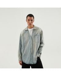 1989 STUDIO - Camicia overshirt in denim blu chiaro - Lyst