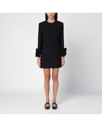 Valentino - Schwarzes Minikleid Mit Rosen-Applikation - Lyst