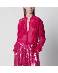 Dries Van Noten - Fuchsia Shirt With Embossed Roses - Lyst