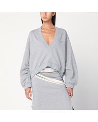 The Attico - Felpa grigia mélange in cotone con logo - Lyst