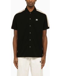 Palm Angels - Black Short Sleeved Polo Shirt With Monogram - Lyst