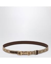 Gucci - Reversible Gg Fabric And Leather Belt - Lyst