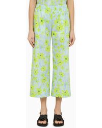 Marni - Light Blue/green Cotton Cropped Trousers - Lyst