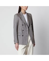 Tagliatore - Double-Breasted Linen-Blend Jacket - Lyst