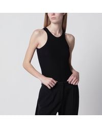 Sportmax - Ribbed Cotton And Silk Halterneck Tank Top - Lyst