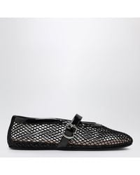 Alaïa - Ballerina Strap Mesh Leather Flats - Lyst