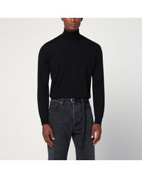 Drumohr - Pull À Col Roulé Noir En Laine - Lyst